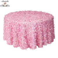 Wedding Table Cloth Textile Pink Leaf Petal Taffeta Round Tablecloth