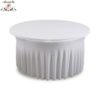 Plain Polyester Solid Round White Spandex Wedding Tablecloth Table Cover