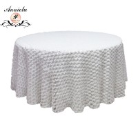 120" Round Table Clover White Mesh Tablecloth Wedding Table Cloth